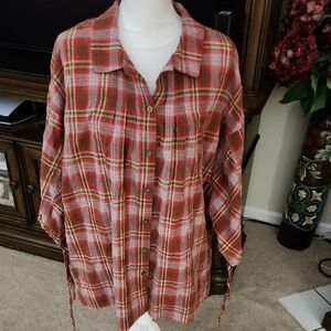 NWOT Oversized Pol Plaid Top